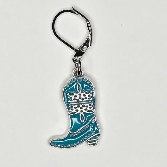 Single Stitch Marker - Western Boot - Fob Charm - Cowboy Colorful Blue Pink
