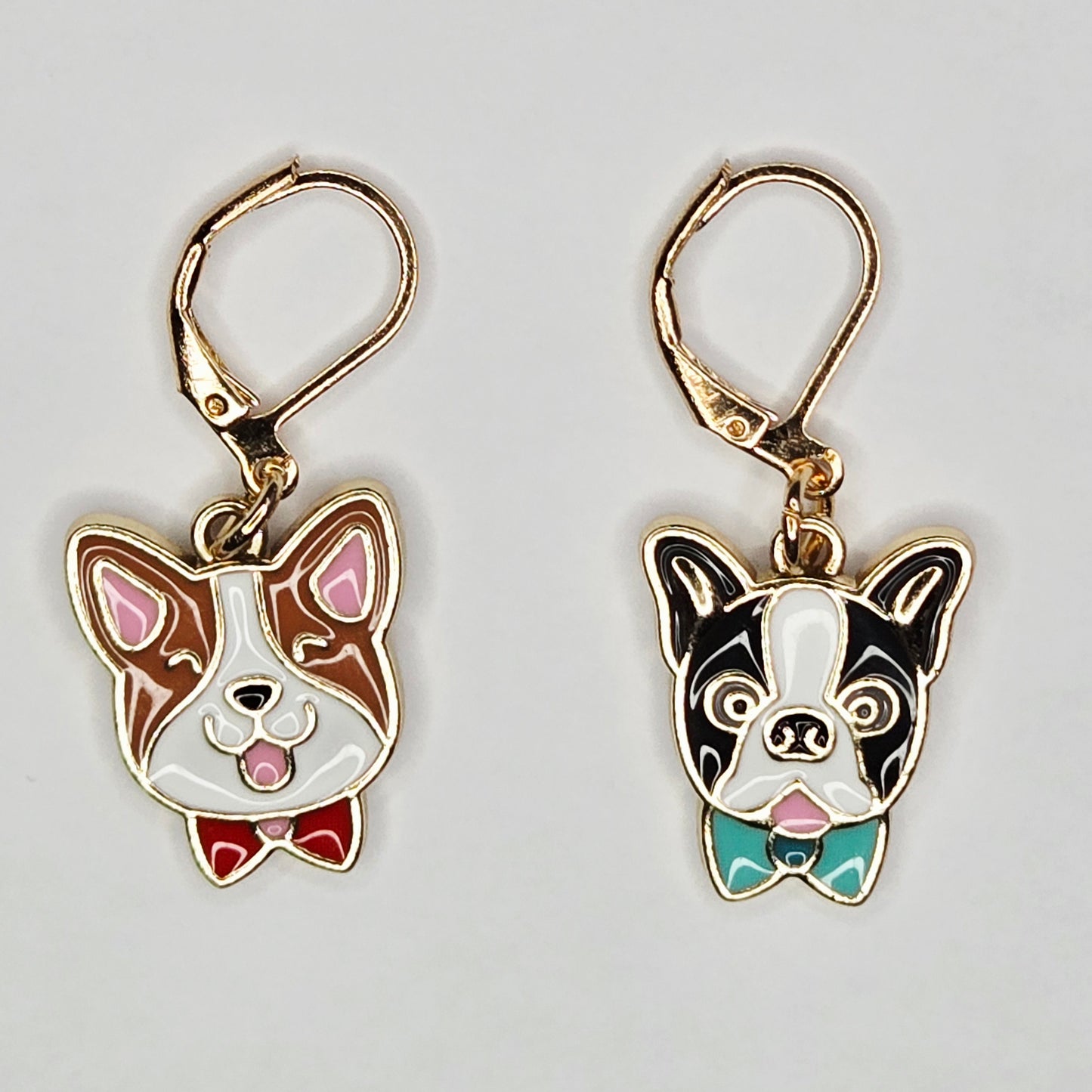 Single Stitch Marker - Happy Puppy - Fob Charm - Bowtie Corgi French Bulldog