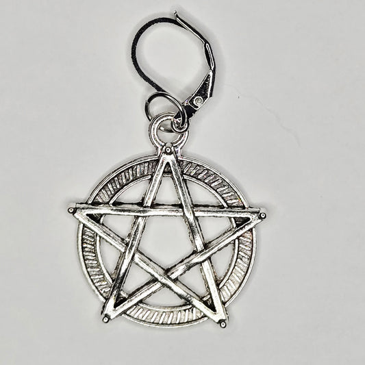 Single Stitch Marker - Star - Fob Charm - Silver