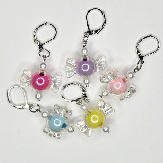 Single Stitch Marker - Wrapped Candy - Fob Charm - Pearl Colorful