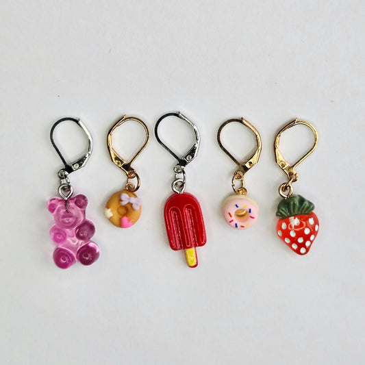 Stitch Markers - Sweet Treat Bundle - Fob Charm - Popsicle Candy Donut Strawberry