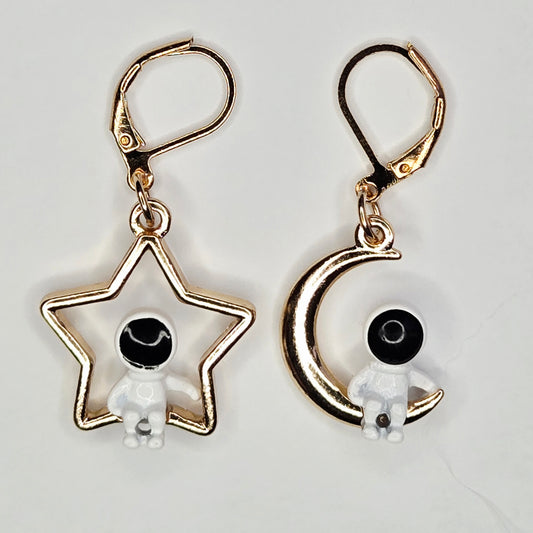 Single Stitch Marker - Space Astronaut - Fob Charm - Moon Star Celestial Galaxy