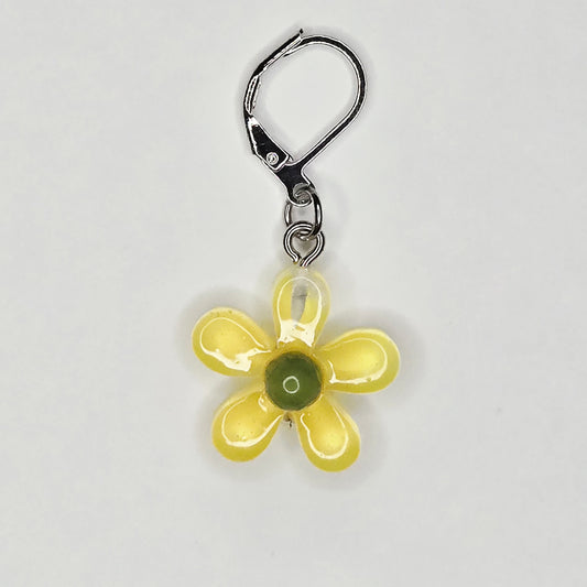 Single Stitch Marker - Flower - Fob Charm - Y2K Yellow White Pink