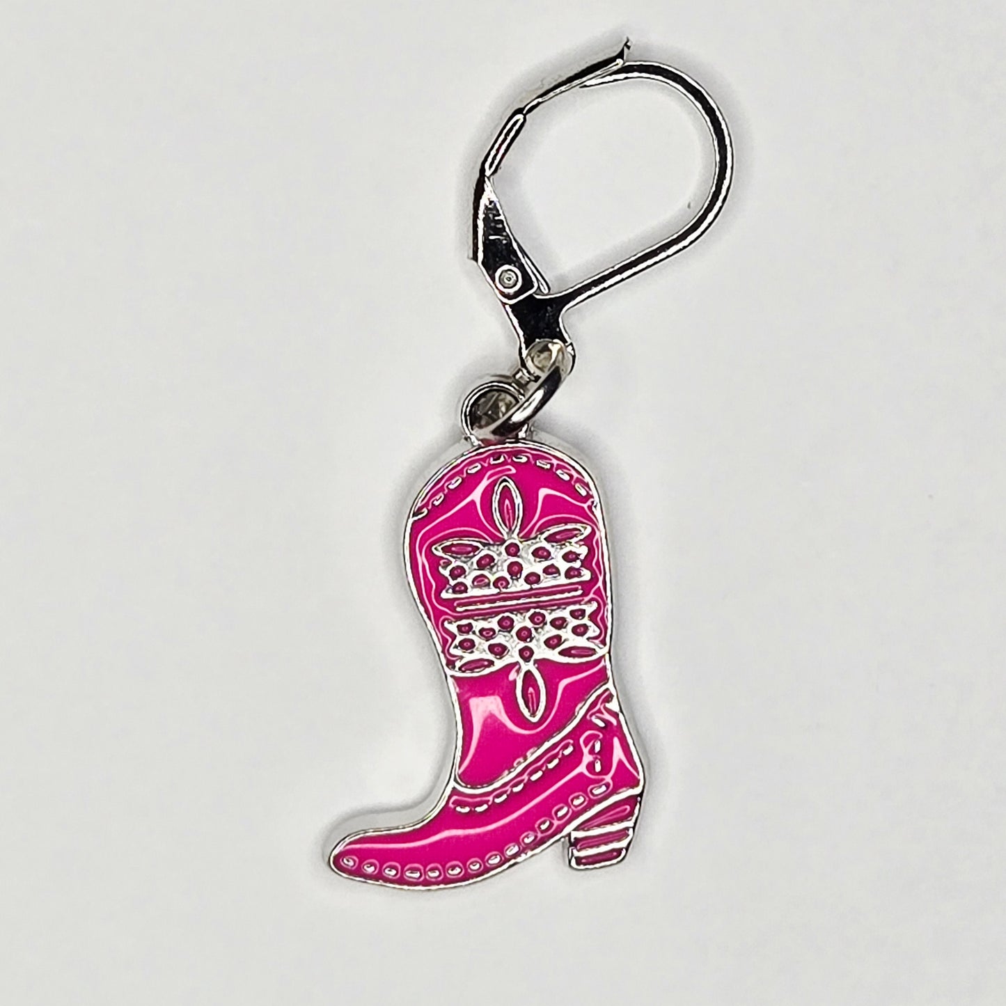 Single Stitch Marker - Western Boot - Fob Charm - Cowboy Colorful Blue Pink