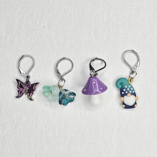 Stitch Markers - Blue and Purple Cottage Core Bundle