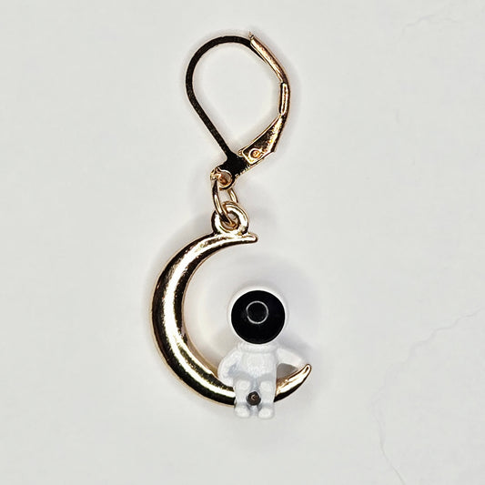 Single Stitch Marker - Space Astronaut - Fob Charm - Moon Star Celestial Galaxy