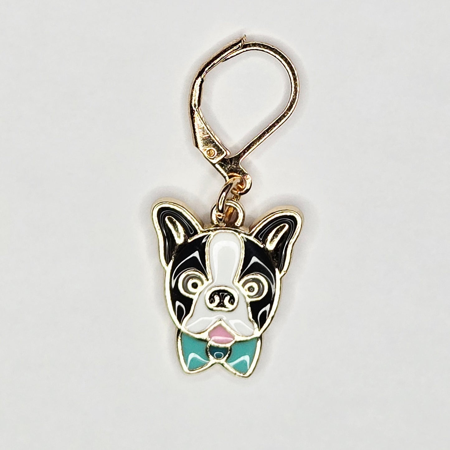 Single Stitch Marker - Happy Puppy - Fob Charm - Bowtie Corgi French Bulldog