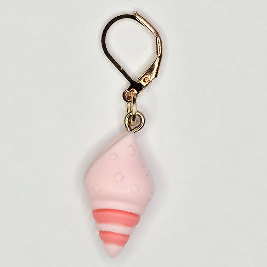 Single Stitch Marker - Seashell - Fob Charm - Nautical Ocean Beach Pink