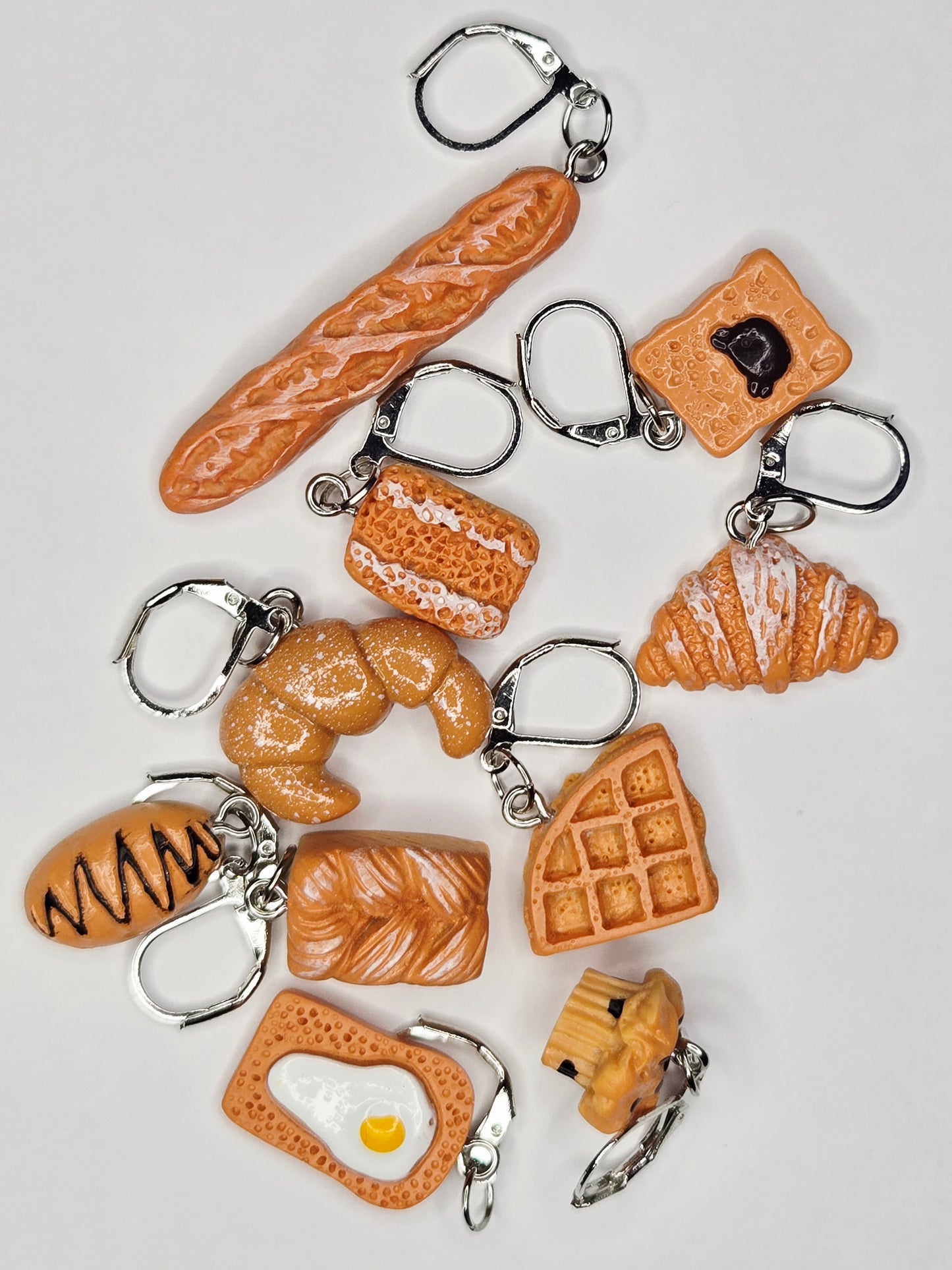 Single Stitch Marker - Bread Bakery - Fob Charm - Muffin Baguette Croissant