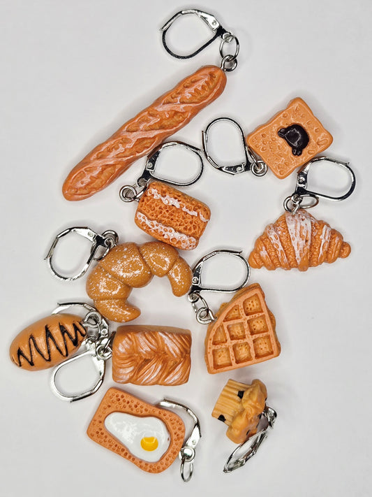 Single Stitch Marker - Bread Bakery - Fob Charm - Muffin Baguette Croissant