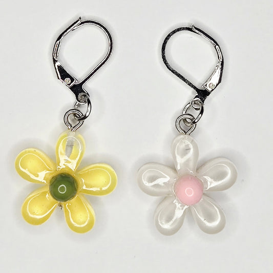 Single Stitch Marker - Flower - Fob Charm - Y2K Yellow White Pink