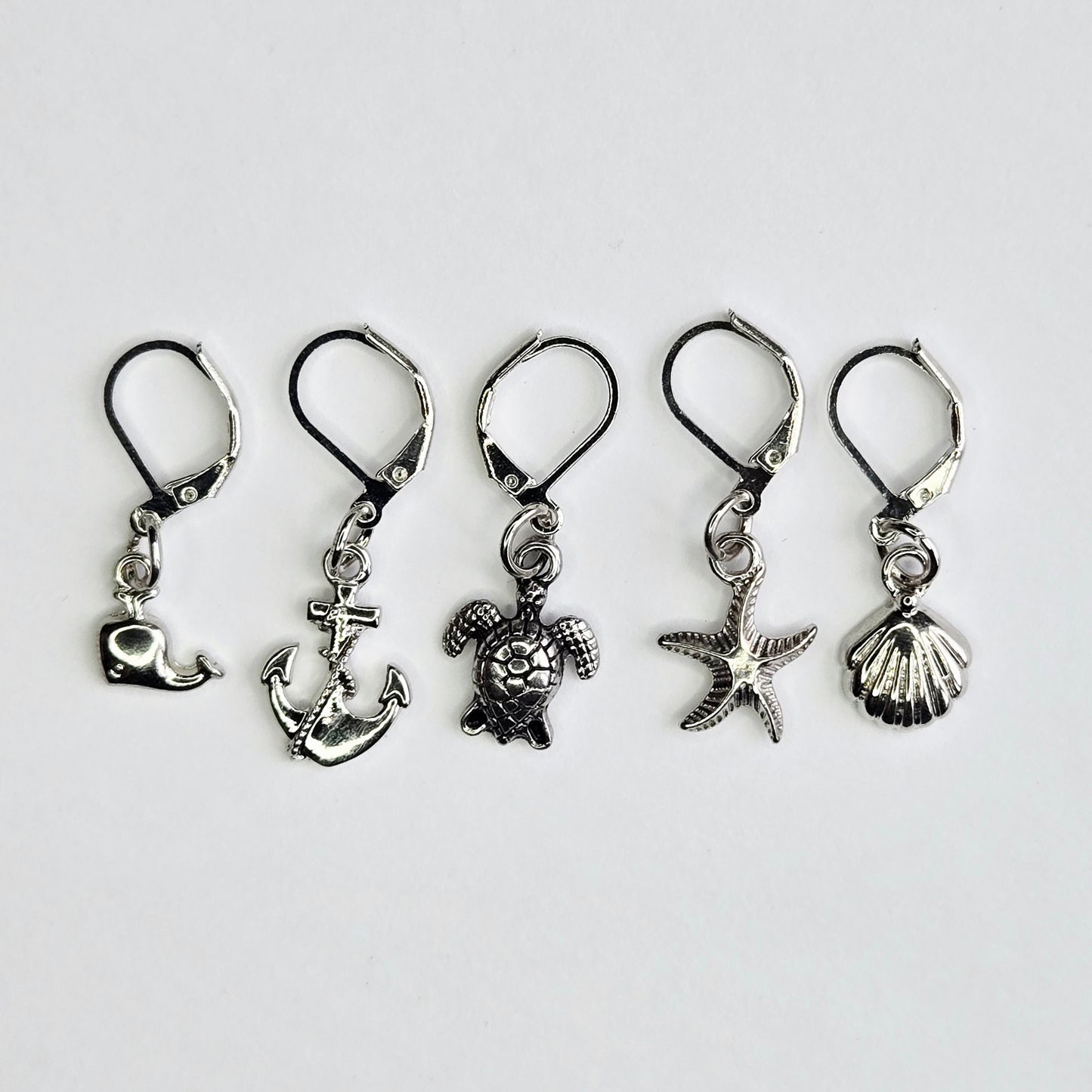 Stitch Markers - Sea Creatures Bundle - Fob Charm - Seashell Starfish Turtle Whale